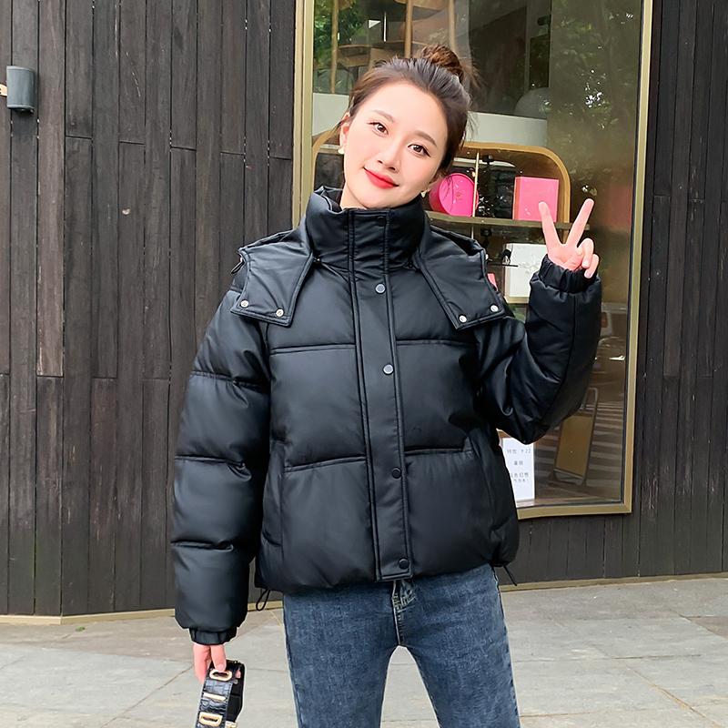 Women's Autumn Winter Solid Color Hooded Rhombic Lattice Loose Casual Medium Short Parka Coat Jackets Outwear