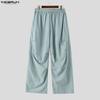 INCERUN Mens Baggy Trousers Streetwear Loose Casual Drawstring Hip Hop Joggers Wide Leg Pants