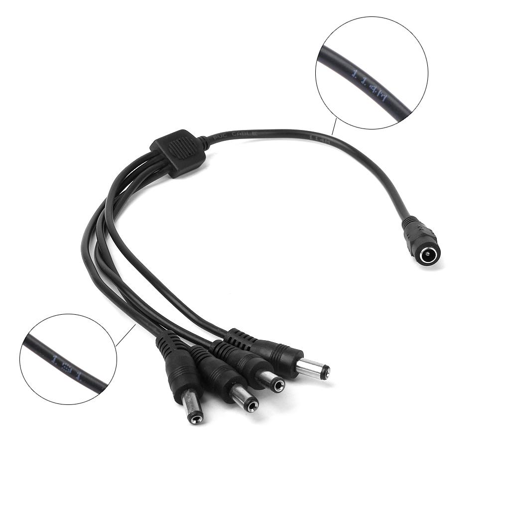 DC Female to 4 Male Power Splitter Adapter Cable for