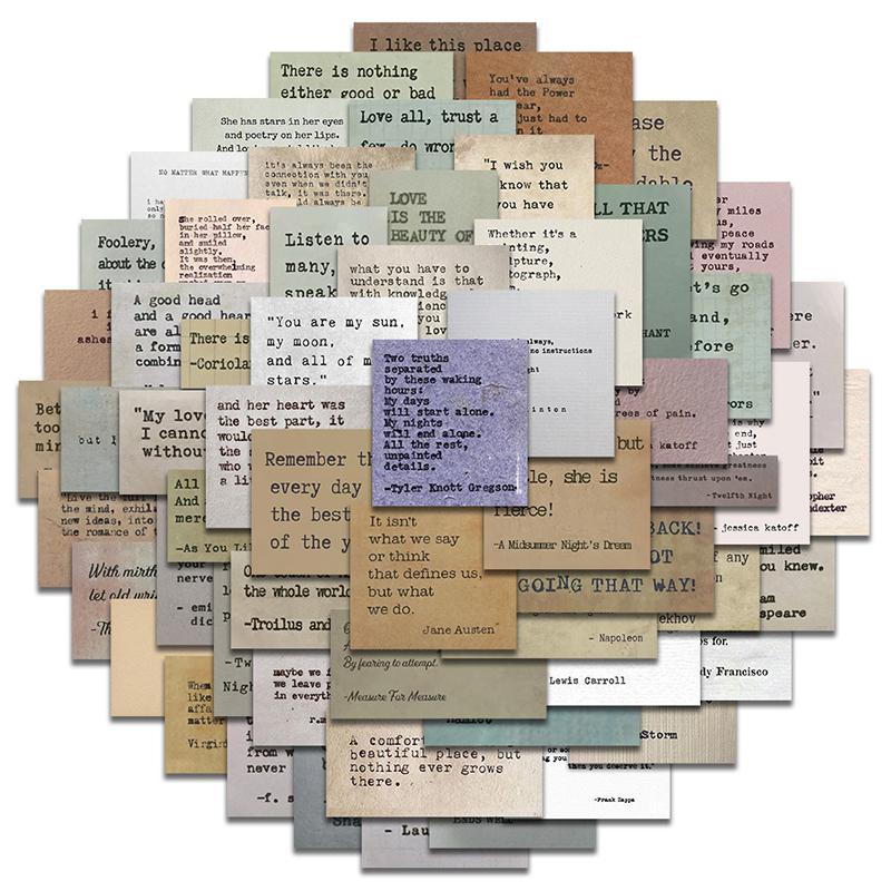 60Pcs Vintage Celebrity Quotes Stickers Decal Skateboard Suitcase Guitar Sticker