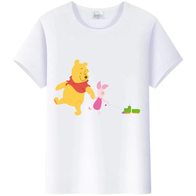 Y2K Tshirt Kawaii Clothes Tops Unisex Cartoon Winnie The Pooh Tigger Graphic T-shirt Summer Blouses White Tees