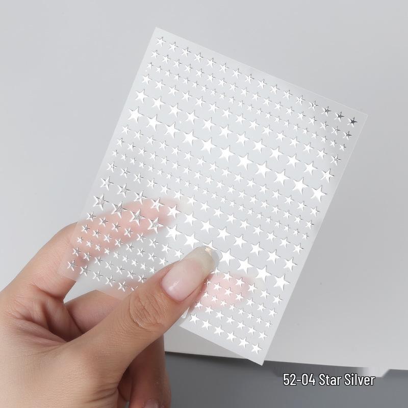 Aha Dreamy Starburst Nail Stickers - Gold, Silver, Black & White Japanese Crescent Stars