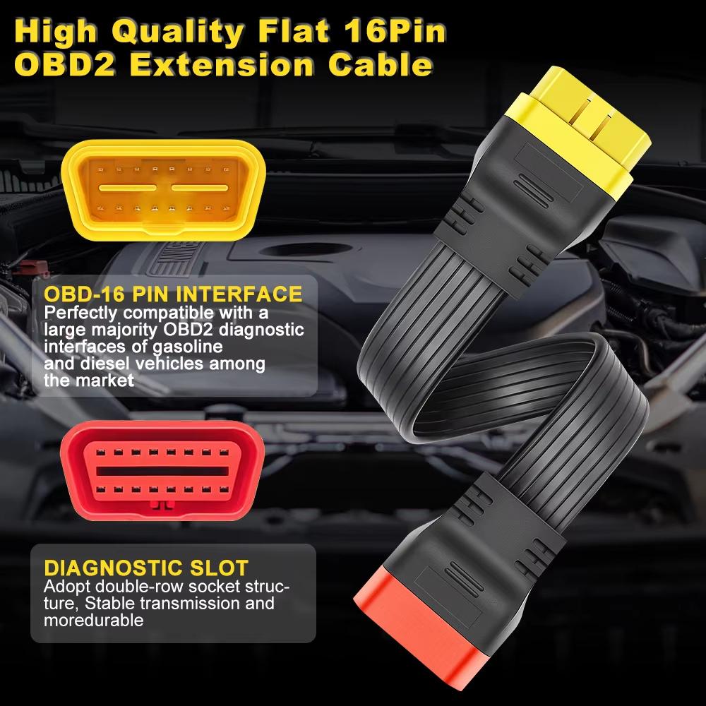 16 Pin OBDII Extension Cable Male to Female 36CM for Thinkdiag Easydiag BD2 Connector ELM327 OBD2 Diagnostic Cable
