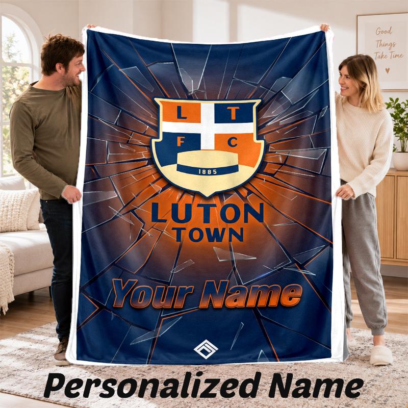 Luton Town Personalized Flannel Blanket Custom Name Text Soft Throw Blanket Home Decor