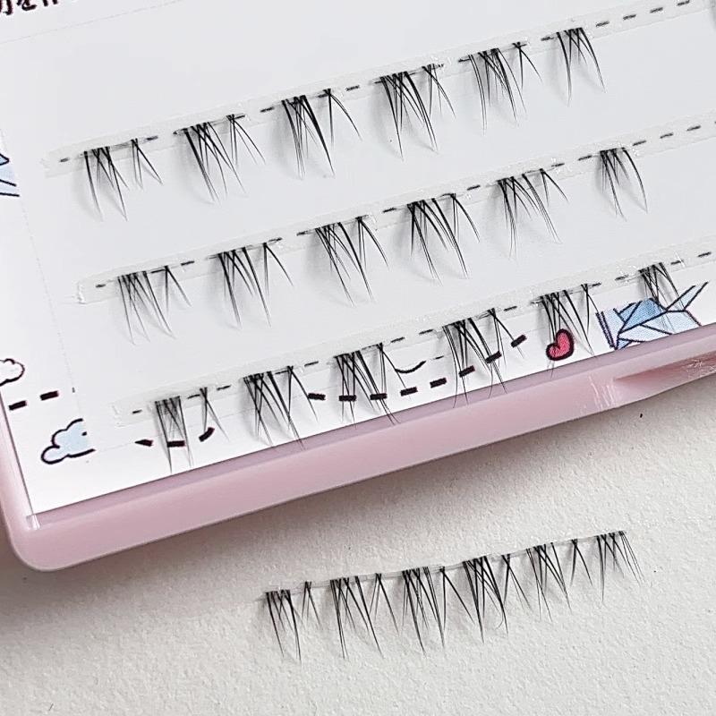 Jimei J09 Segmented False Eyelashes - Transparent Stem, Lightweight, Airy Lily Design