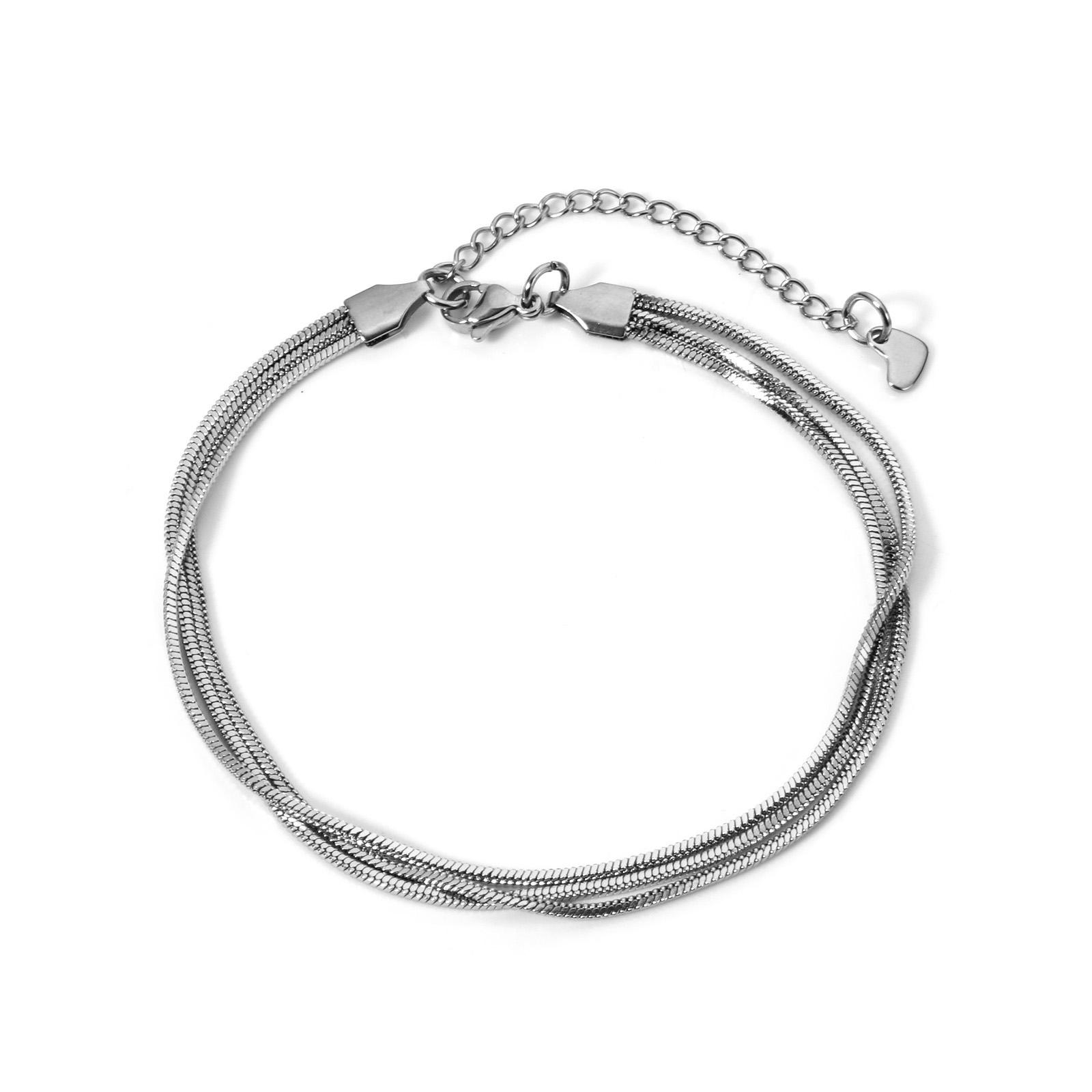 

1 Piece 304 Stainless Steel Anklet Dainty Stylish Women Multilayer Anklet Snake Chain Layered Jewelry Beach Gift 22.5cm long