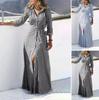 Striped Cotton Linen Yarn-Dyed Cardigan Dress with Belt