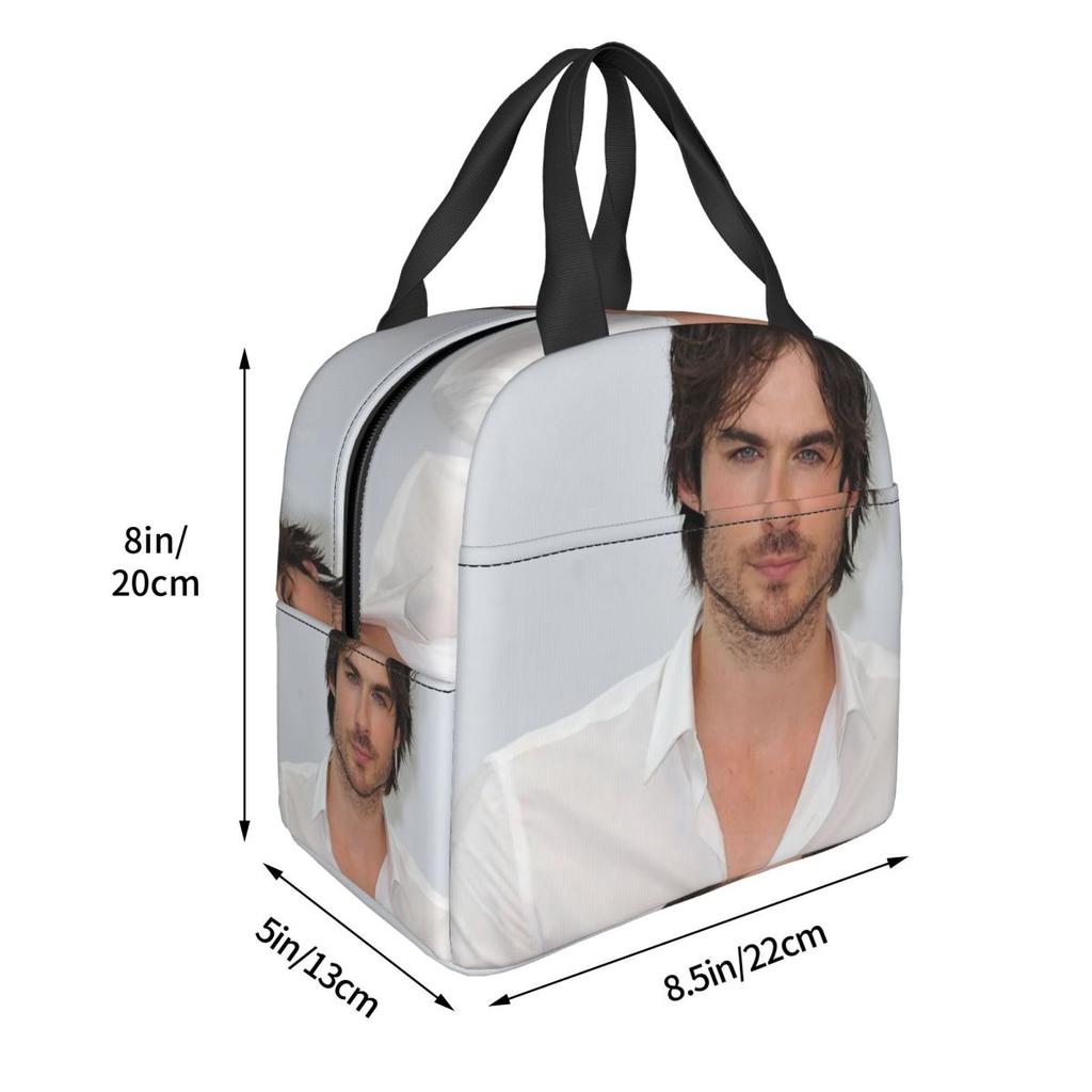 Soft Ian Somerhalder Damon Salvatore Insulated Lunch Bag for Kids School Cooler Thermal Food Box Tote Lunch Boxes Container