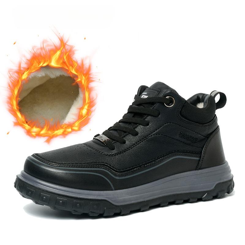 

Зимние мужские ботинки для снега с подкладкой из искусственного меха, теплые, водонепроницаемые, на шнуровке, мужские нескользящие, удобные, короткие ботинки, рабочая обувь для прогулок на открытом воздухе 45