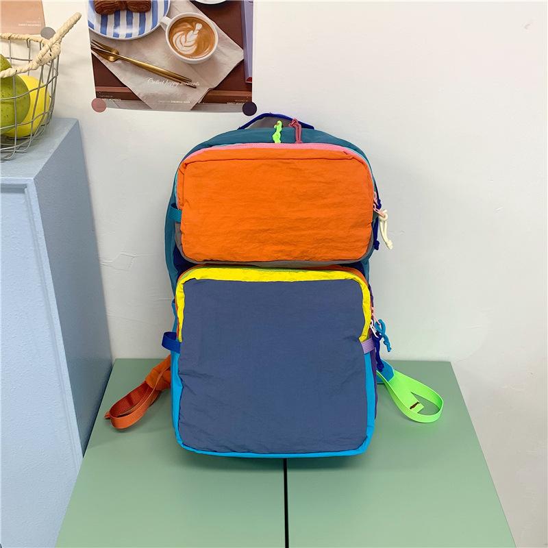 Schoolbag Backpack New Men's and Women's Large-capacity Leisure Lightweight Travel Backpack Commuter Leisure Student Schoolbag Contrasting Colors