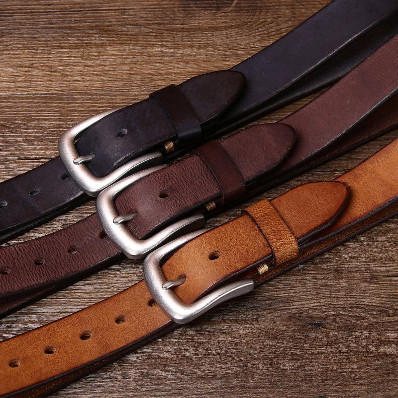 New Retro Washed Extra Thick First Layer Cowhide Belt Men's Casual Belt Men's