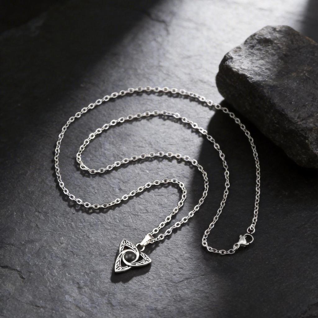 Stainless Steel Men's Retro Necklace with Star Moon Turquoise Pendant (PN-2111)