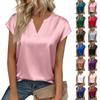 Women's Satin Blouse: Summer Shirt, V-Neck, Loose-Fit Casual Top