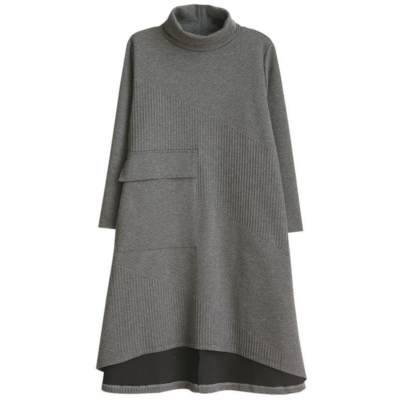 Primavera Otoño Invierno Nueva Moda Vestidos Mujer Casual Elegante Vintage Talla Grande Suelto Oficina Manga Larga Midi Largo Maxi Vestido M-2XL