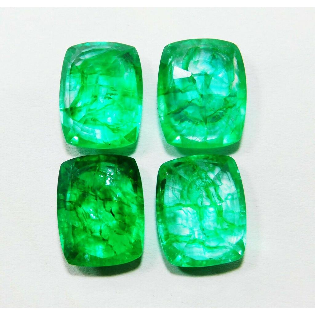 Emerald Green Colombian CERTIFIED Natural Cushion Cut 35.6 Ct Lot Loose Gemstone E-40