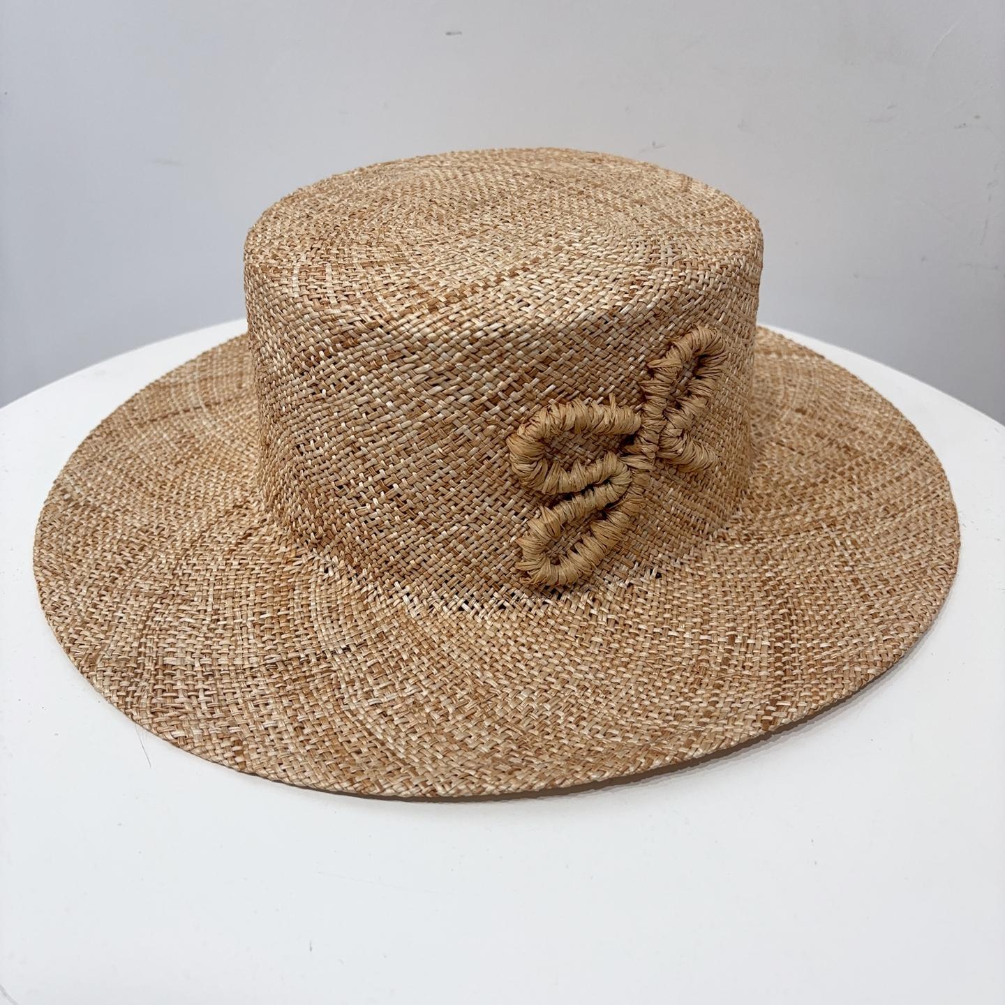 

2025 new arrival Monogram-embellished Straw Boater Hat for women M(57CM)