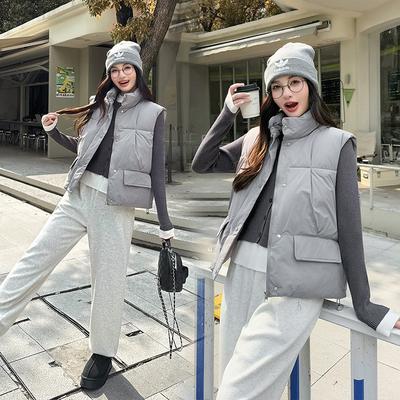 Cotton Vest Women's Short Autumn and Winter Loose Vest Vest Vest Jacket Student Warm Cotton Jacket Tide