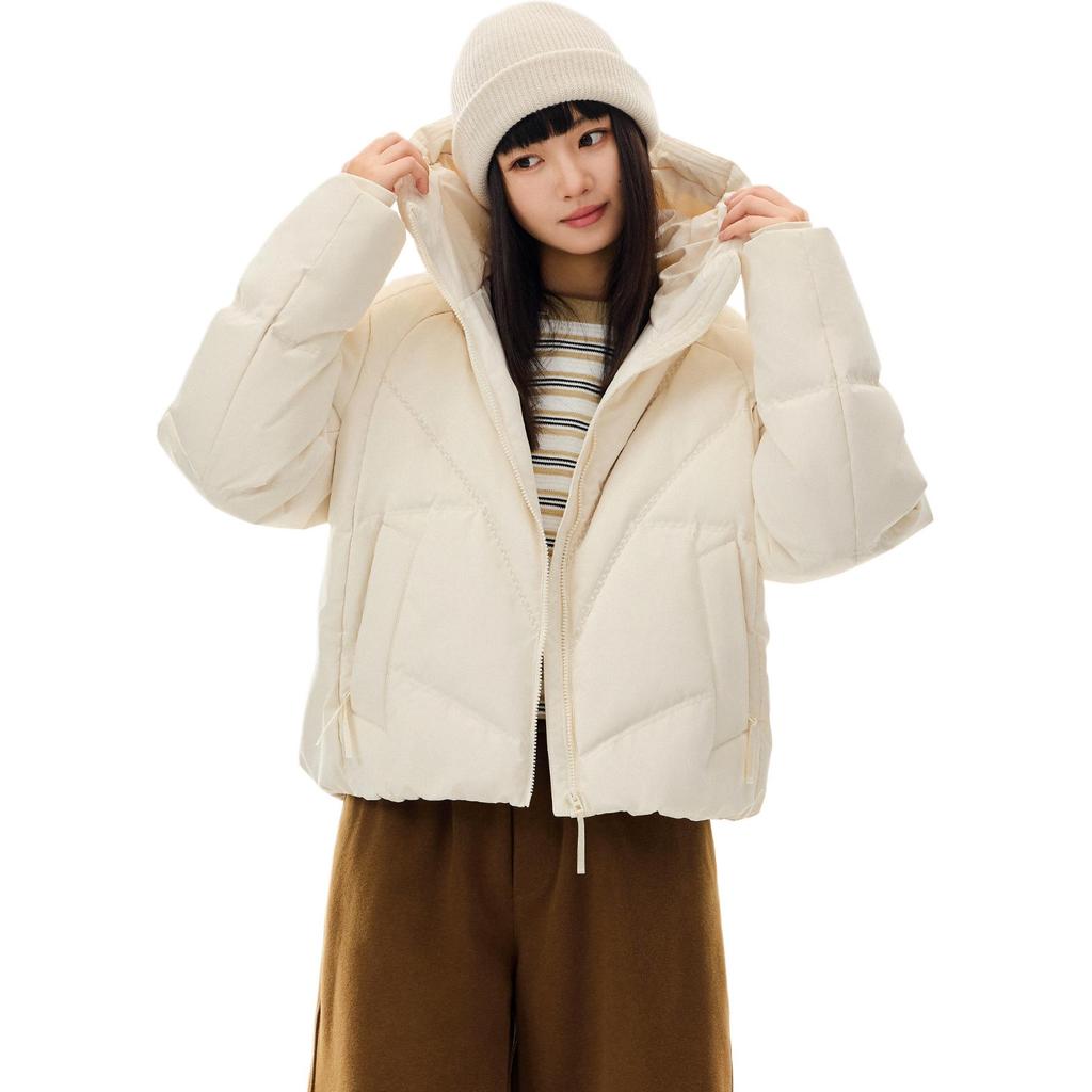 Anta Simple Casual Short Hooded Warm Down Jacket Women Outerwear 162548910-1