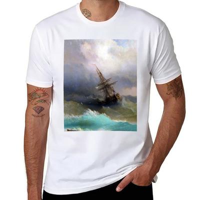 Ship In the Stormy Sea Ivan Aivazovsky TShirt T Shirts for Unisex Cotton Funny Cotton T Shirt Pack TShirt