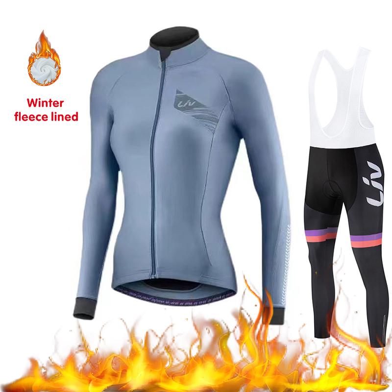 Winter Cycling Sportswear Set Women's Cycling Jersey Cycling Bib Warm 2026 Velvet Warm Cycling Suit Set Windproof Cycling Jacket Cycling Pants