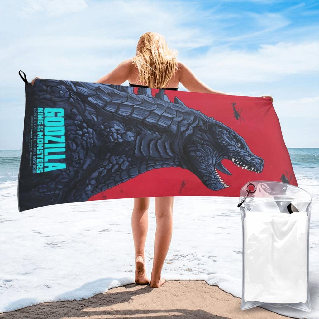 Godzillaed Minus One Half Face Movie Poster Monster King Beach Towel Soft Microfiber Quick Dry Absorbent Quick Towels For Bath