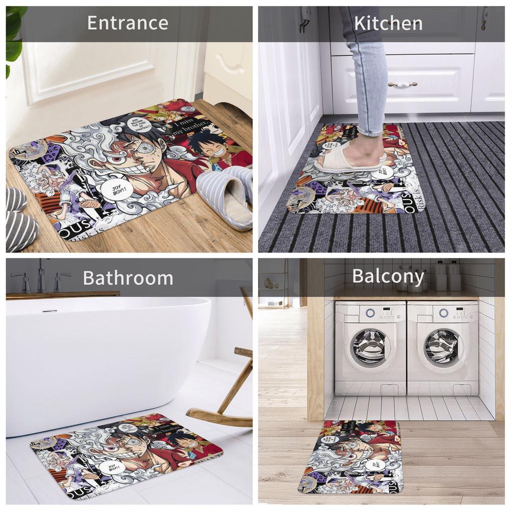 One Piece Front Door Floor Entrance Mats Outdoor Luffy Pirate King Anime Bath Kitchen Doormat Garage Carpet Rug