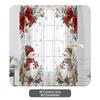 2PCS Christmas Winter Sheer Curtains, Snowman Bell Holly, Digital Print, Bedroom Living Room, Rod Pocket Polyester Home Decor