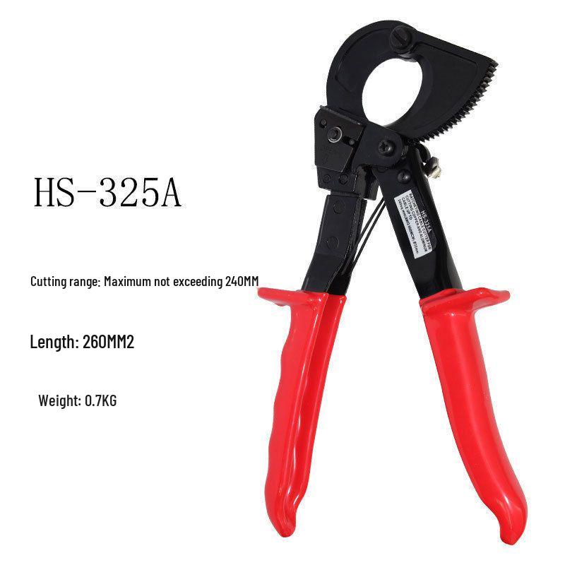 Храповой кабелерез HS-325A, Экономящий силы инструмент для резки и зачистки проводов из меди и алюминия, Ручные промышленные кусачки 520A.