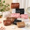 PU Aufbewahrungstasche Reise Kosmetiktasche, Veganes Leder Kosmetiktasche für Handtasche, Weit zu öffnender Toilettenartikel-Organizer mit Reißverschluss für Damen