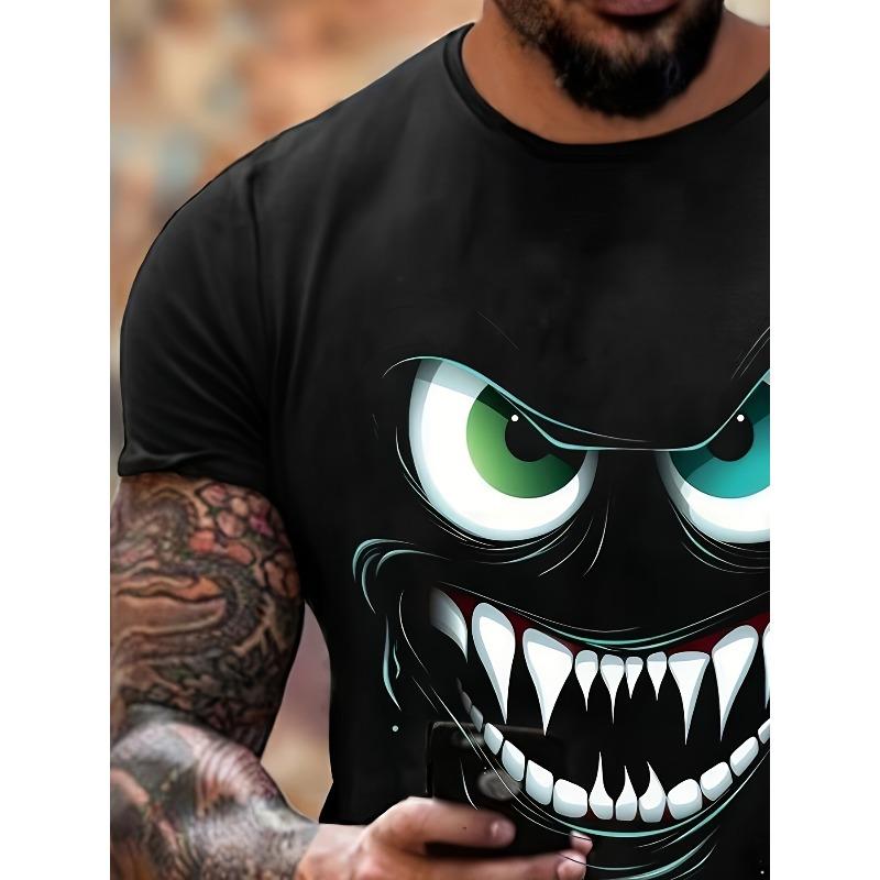 European sizes Men'S Short-Sleeve T-Shirt with 3D Digital Printing, Suitable for Casual Outings, Running, And Fishing