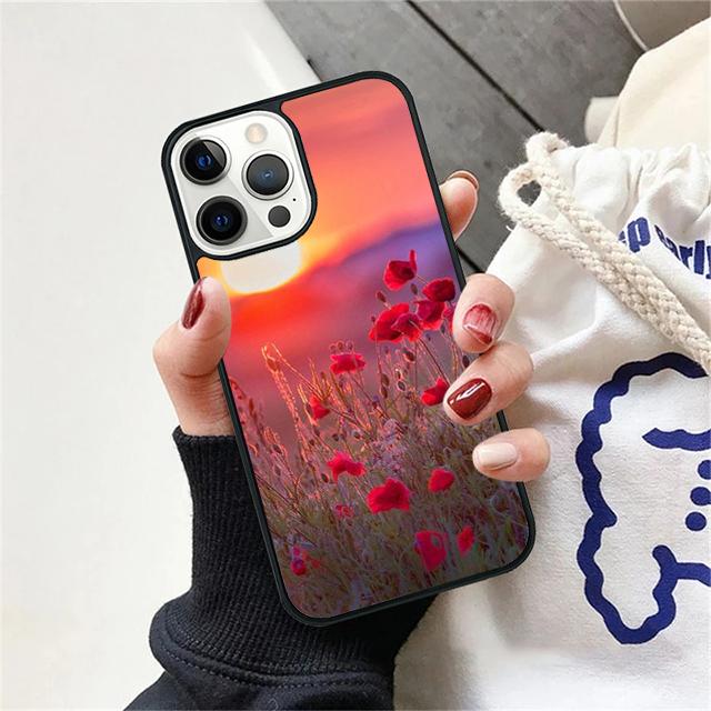 Rote Mohnblume Handyhülle Rückseite für iPhone 17 Air 16 15 14 13 11 12 Pro Max Plus Hülle Coque