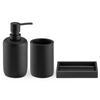 Navaris 3-Piece Bathroom Accessory Set: Toothbrush Stand, Soap Dispenser, Refillable Bottle, Soap Dish, and Soap Case, Water-Resistant, Black
