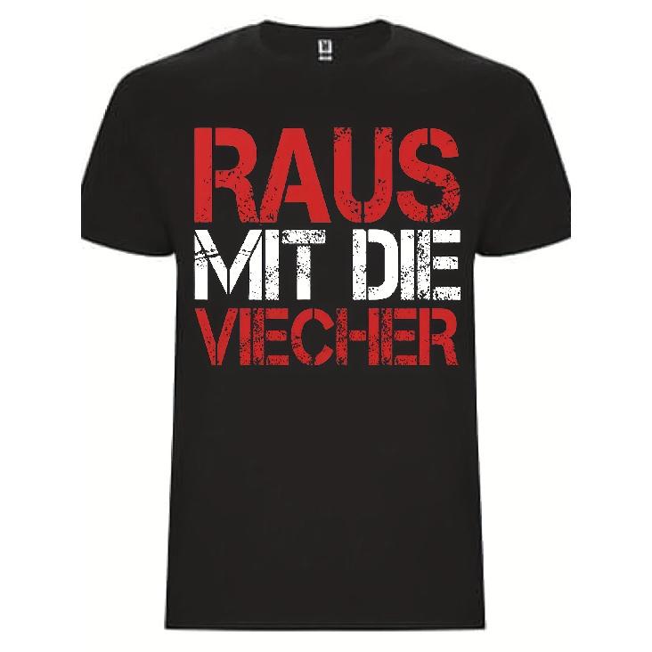 Men s & Karin Ritter Inspired German Phrase T-Shirt - Get the Bugs Out / Raus Mit Die Viecher Funny Quote, Black with Red & White German Text, S чёрный