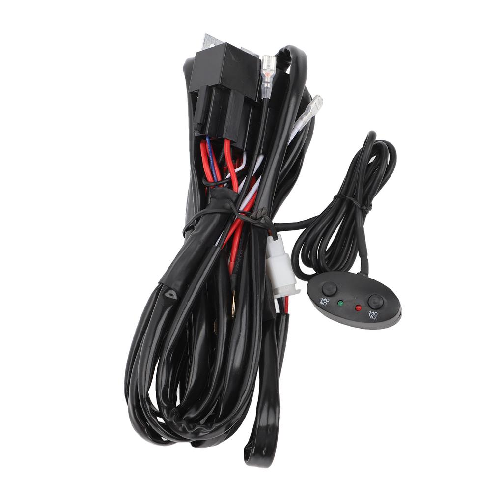 DC12V High Low Beam Wiring Harness Kit 40A 16AWG Core Cable Double Color Wire Harness for LED Light Bar LED Pod Fog Driving Light 6.56ft
