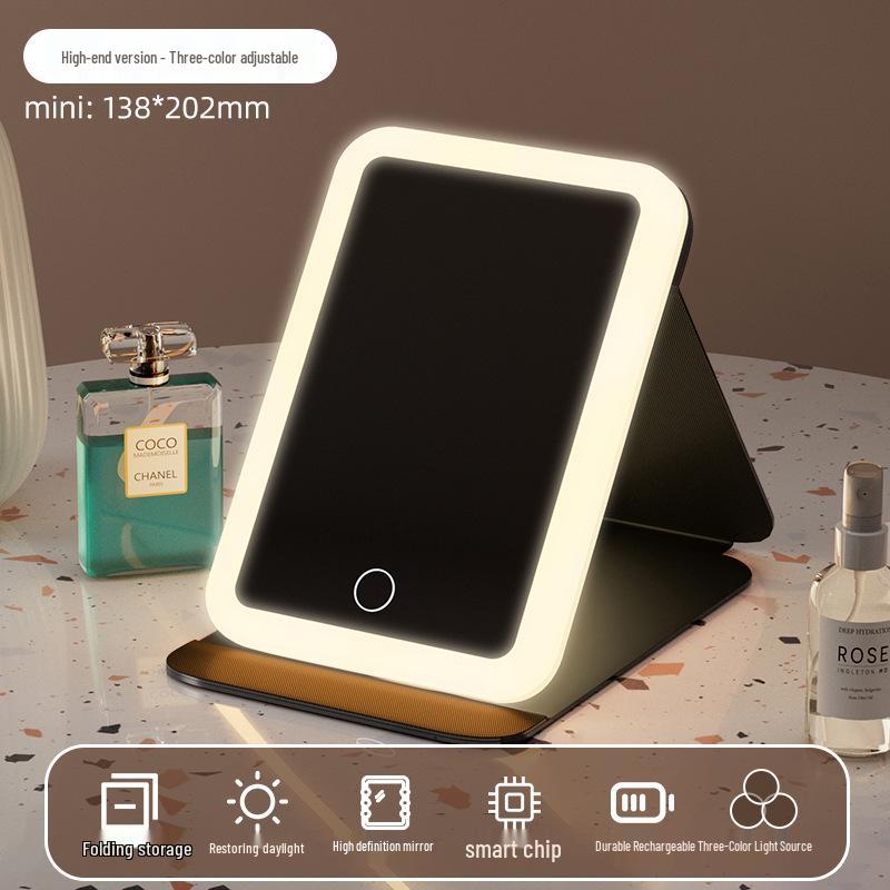 Portable LED Makeup Mirror with Light - Foldable Desktop Vanity Mirror