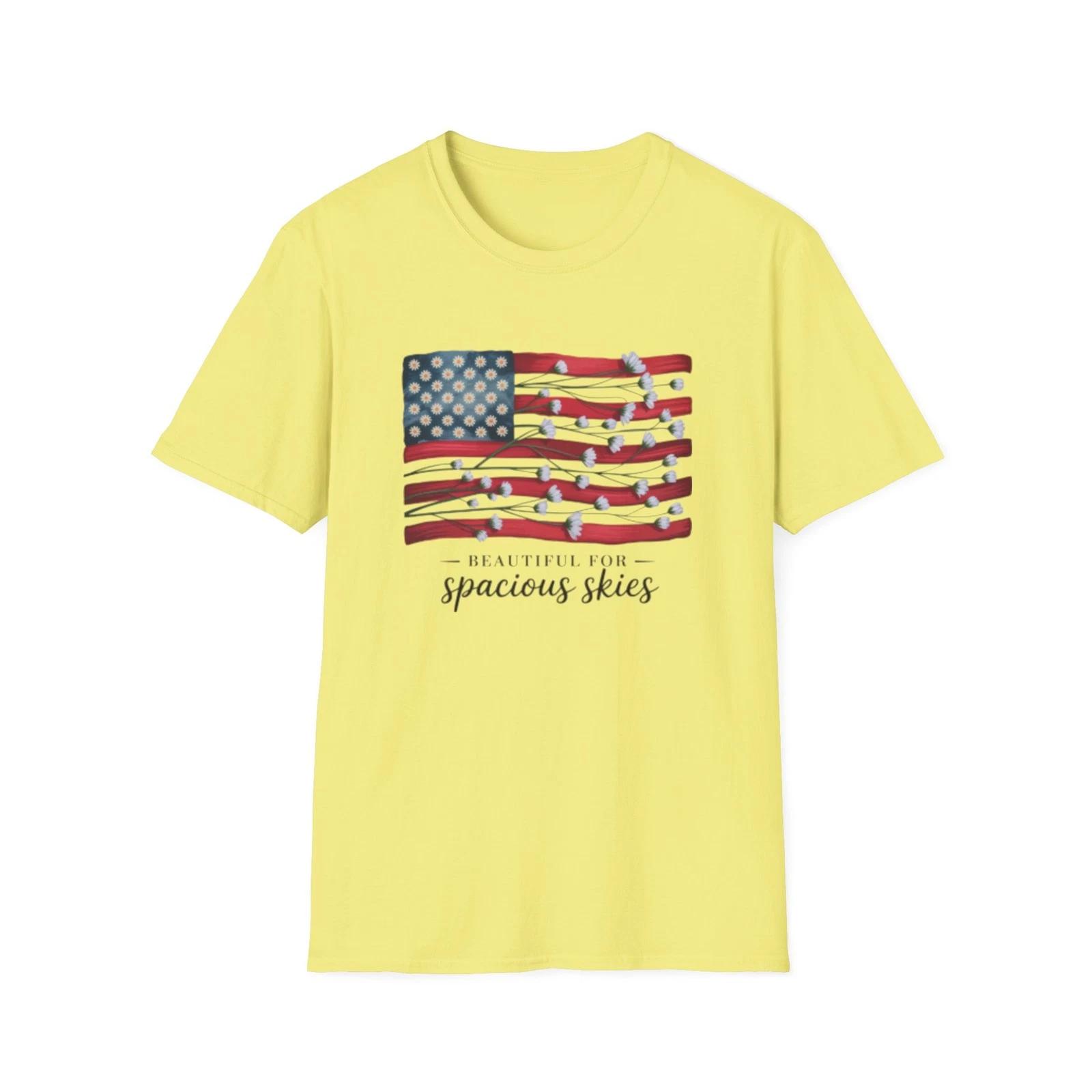 -American Floral Flag T-Shirt | patriotic, Beautiful Skies S
