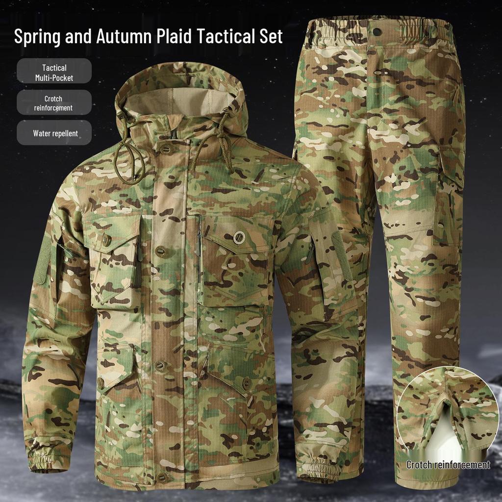 Men's Wear-Resistant Camouflage Workwear Set: Jacket & Pants for Outdoor, Tactical, and Mountaineering Activities