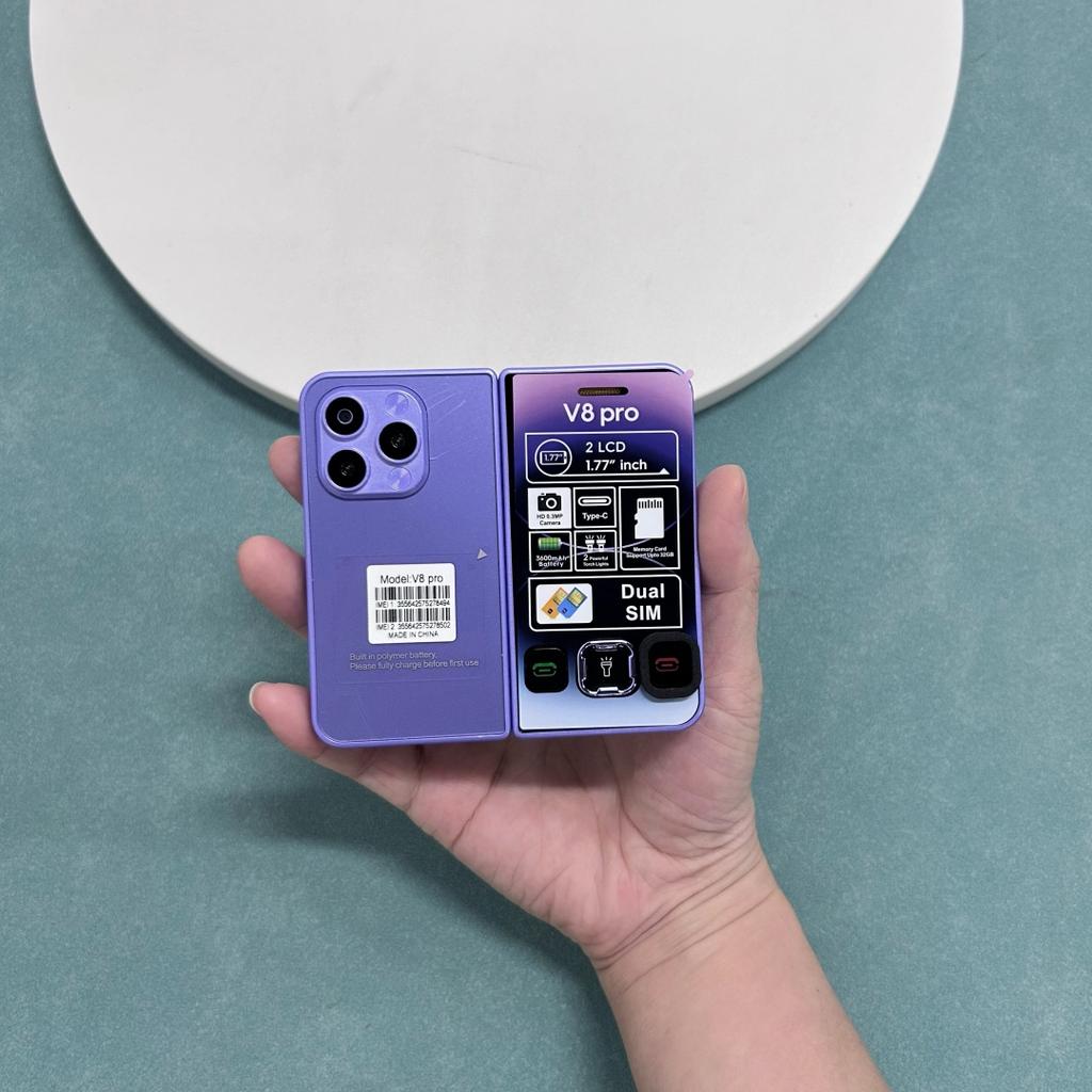 Nový V8 Pro 2G Skládací Mobilní Telefon 1,77 palce Dvojitý Displej MTK Dual SIM Dual Standby Vestavěná Baterie Mp3 Mp4 Bluetooth Mini Svítilna Mobilní Telefon