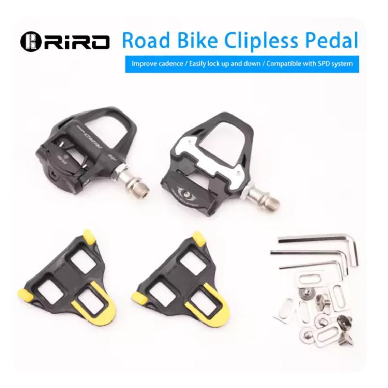 RIRO automatic road bike pedals Self-Locking nylon pedals with Cleat For Shimano SPD System black ultralight road bike pedals 1 pair