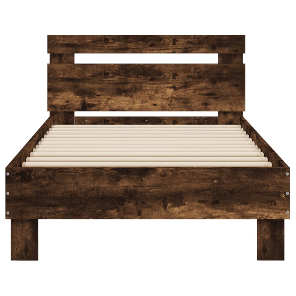 Vidaxl Bed Frame with Headboard, Smoked Oak, 90X200 Cm