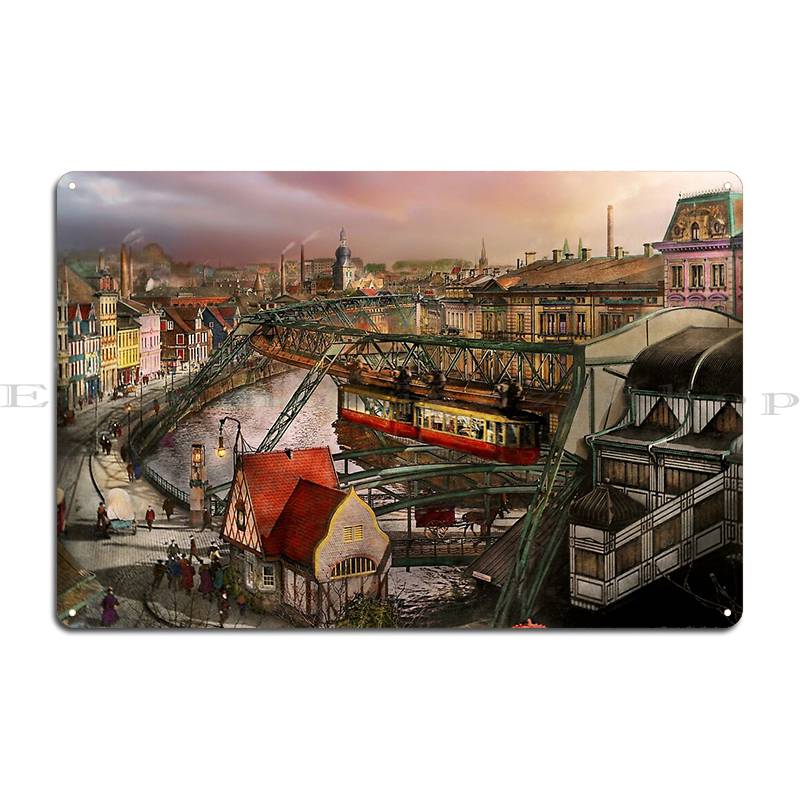 Train Station Wuppertal Suspension Railway 1913 Metal Sign Sign Wall Plaque Decoration Pub Designs Tin Sign Poster