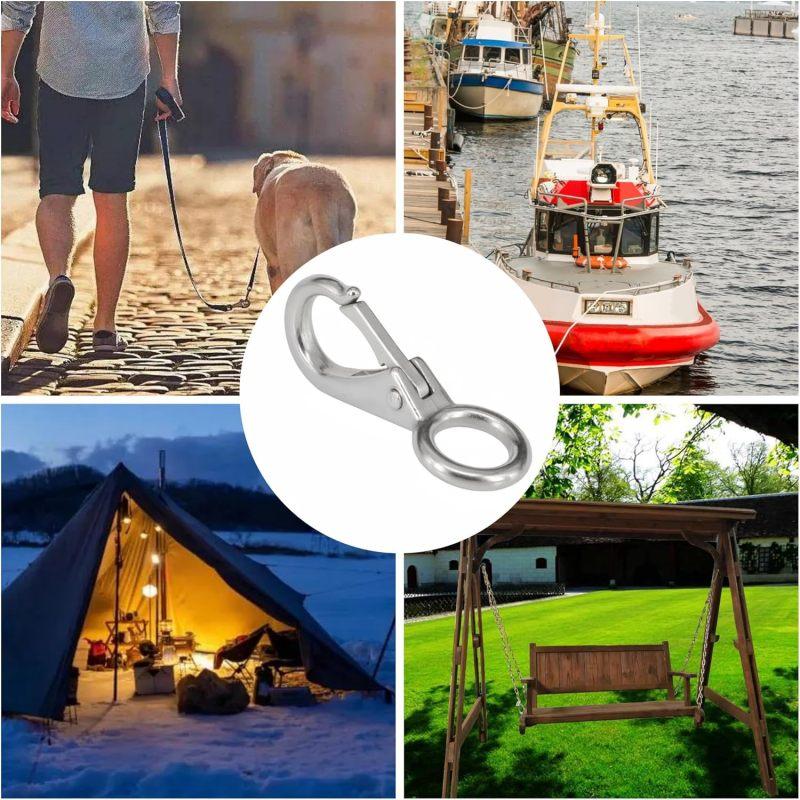 Fester Karabinerhaken mit Feder, Schnellverschlussschäkel mit festem runden Ring, Schlüsselanhänger, Karabinerhaken für Marineboote, Yachtsegelhaken, Hardware