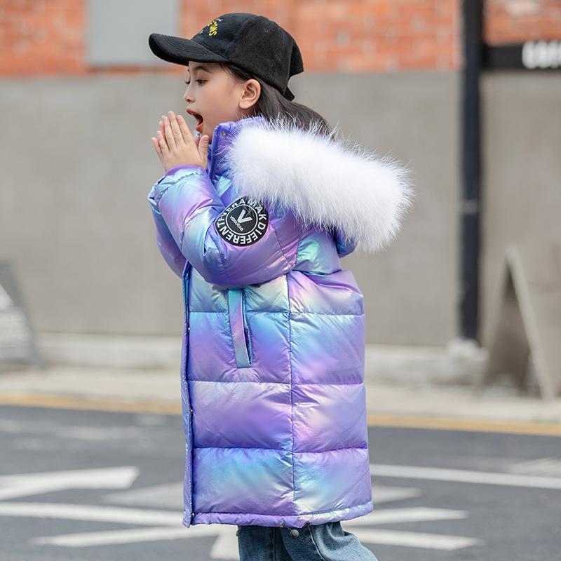 Children's clothing new children's feather down jacket girls colorful medium and long leave-in medium and large children's and boys' thickened jacket