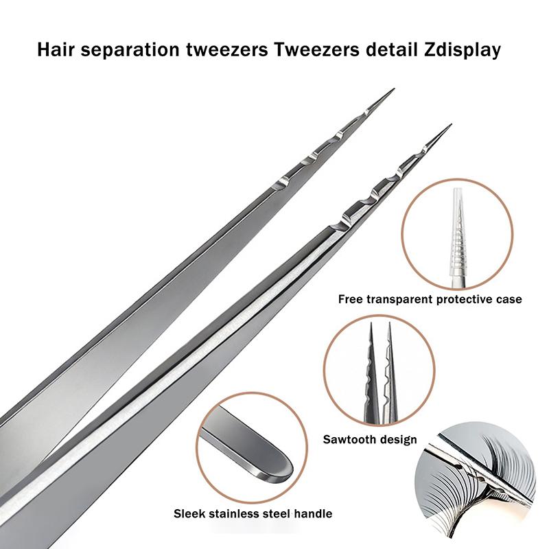 Lash Tweezers Stainless Steel Precision Isolation Eyelash Extension Tweezers Anti-Slip Groove Design Perfect Isolation Eyelash
