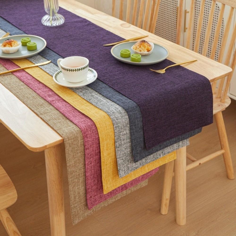Linen Table Cloth Solid Color Dining Tables Decor Simple Table Runner