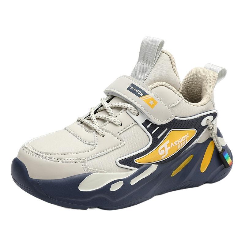 Classmate boy 2025 new autumn and winter waterproof leather surface medium and large children's sports shoes platform casual dad shoes