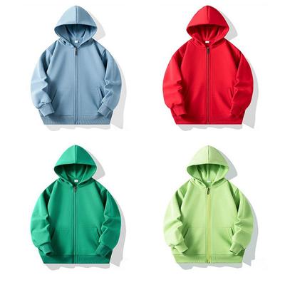 2-12 Years Kids Zipper Hoodie Coat Children's Solid Color Hooded Cardigan Sweatshirt