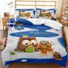 Cartoon Owl Child Duvet Cover Set,Mysterious Forest Retro Boho Design Bedding Set With 2 Pillow Shams, Queen/King/Full/Twin Size