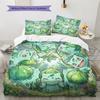 Bulbasaur Pattern Bedding Quilt Set Quilt Cover Pillowcase Home Decoration Birthday Gift (1 * Duvet Cover + 2 * Pillowcase, Without Core)