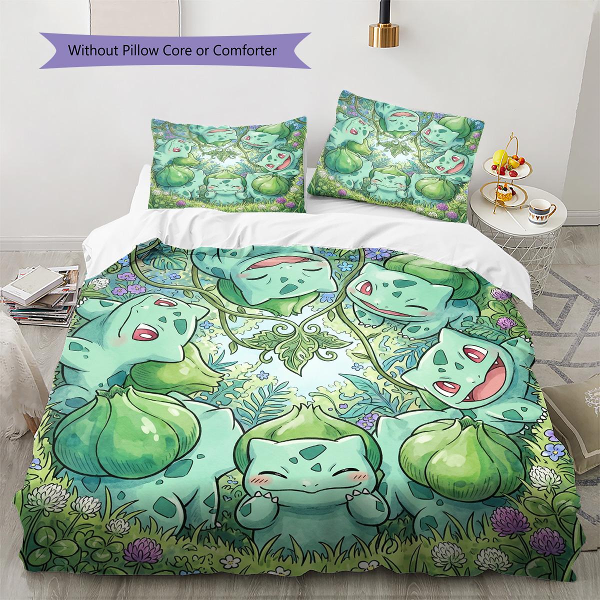 

Bulbasaur Pattern Bedding Quilt Set Quilt Cover Pillowcase Home Decoration Birthday Gift (1 * duvet cover + 2 * pillowcase, without core) 135x200cm